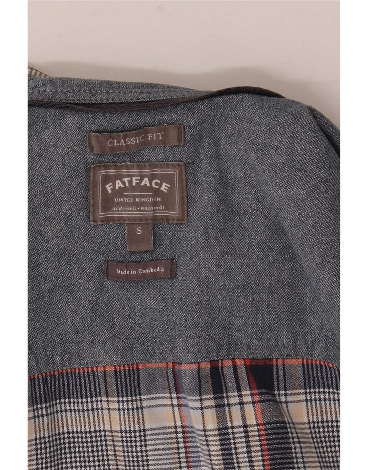 Fat Face Herre Kortærmet Klassisk Fit Shirt Lille Grå Ternet