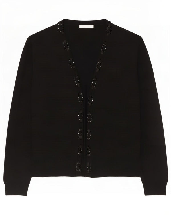 Marks & Spencer Womens Open Cardigan Sweater UK 16 Large Black Viscose