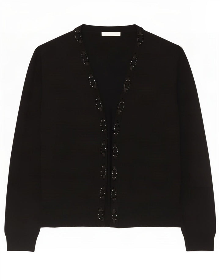 Marks & Spencer Womens Open Cardigan Sweater UK 16 Large Black Viscose