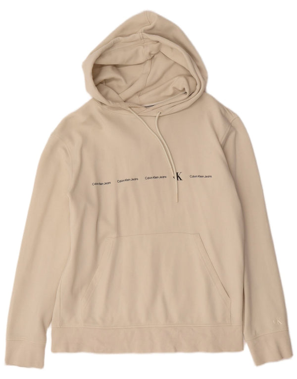 Calvin Klein Jeans Herre grafisk hættetrøje Jumper Medium Beige Bomuld