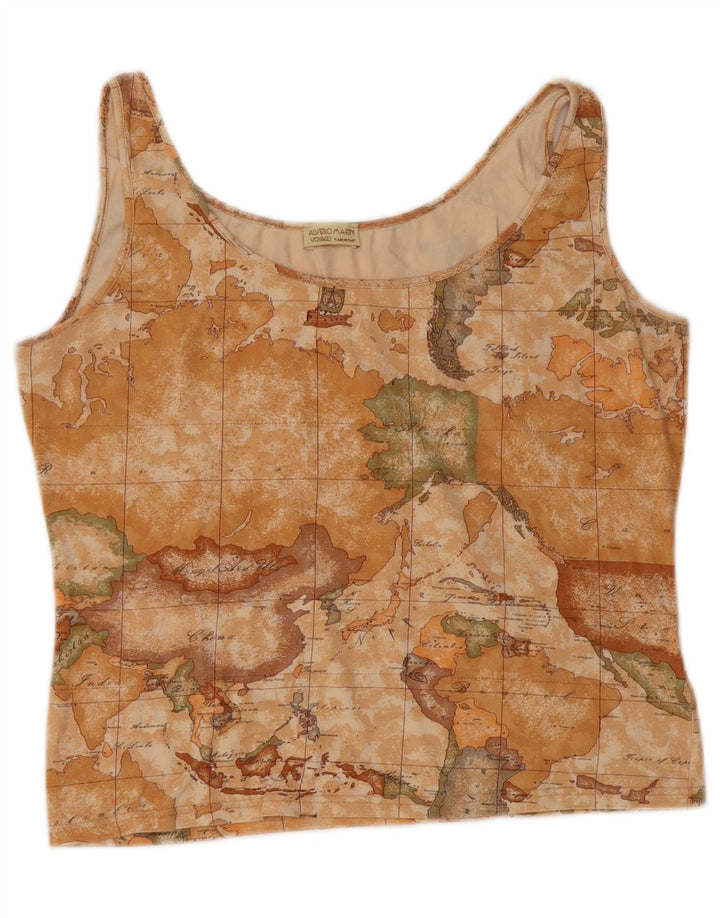 ALVIERO MARTINI Womens Voyages Crop Vest Top IT 48 XL Beige Geometrisk