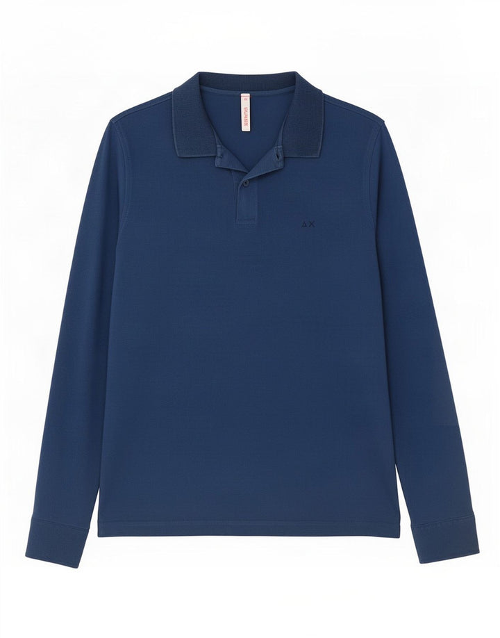 Sun68 Langærmet herre poloshirt Medium blå bomuld