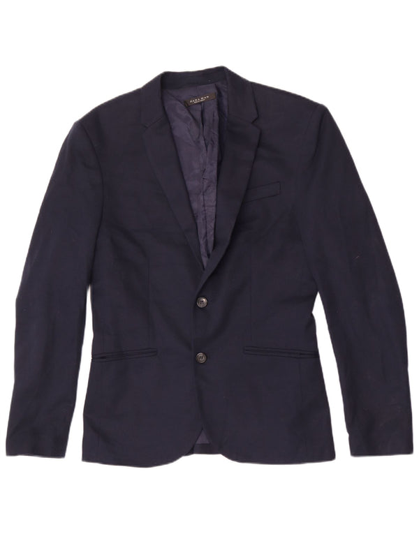 Zara Herre 2-knaps blazerjakke UK 38 Medium Navy Blue Polyester