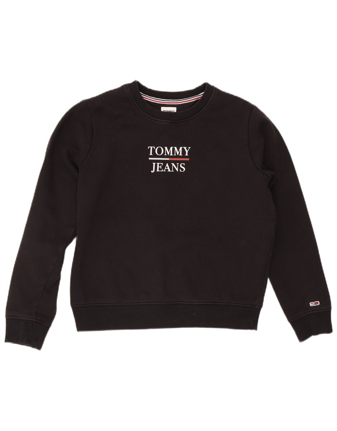 Tommy Hilfiger Dame Grafisk Oversized Sweatshirt Jumper UK 10 Lille Sort