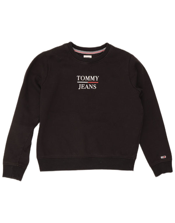 Tommy Hilfiger Dame Grafisk Oversized Sweatshirt Jumper UK 10 Lille Sort
