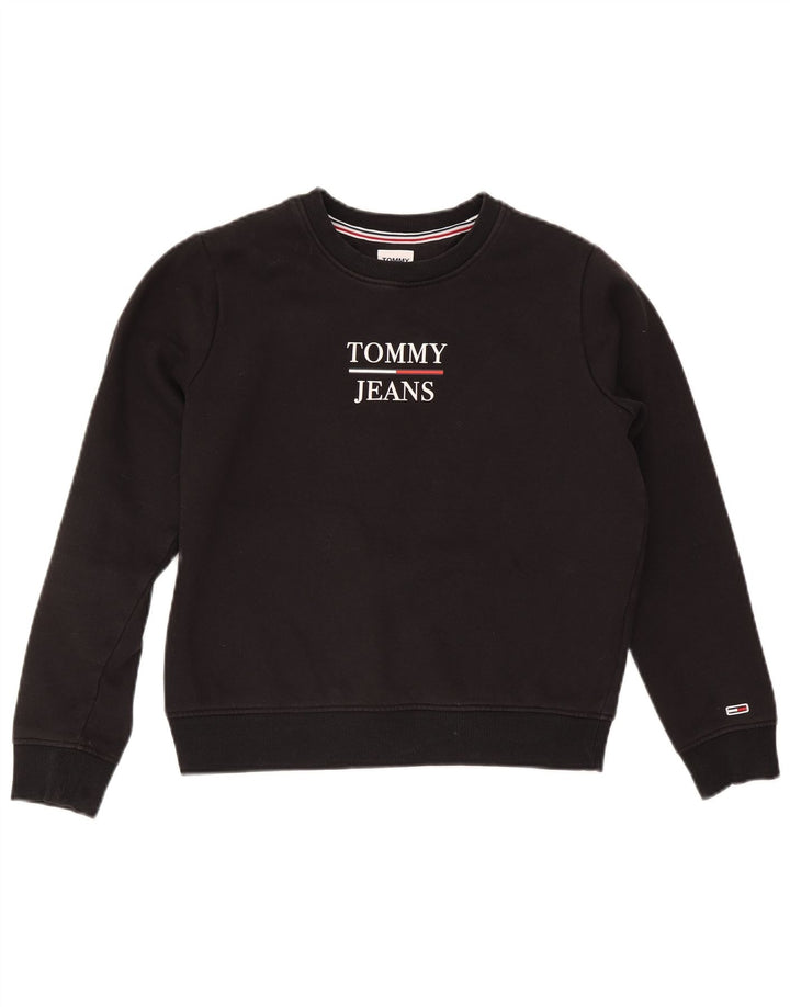 Tommy Hilfiger Dame Grafisk Oversized Sweatshirt Jumper UK 10 Lille Sort
