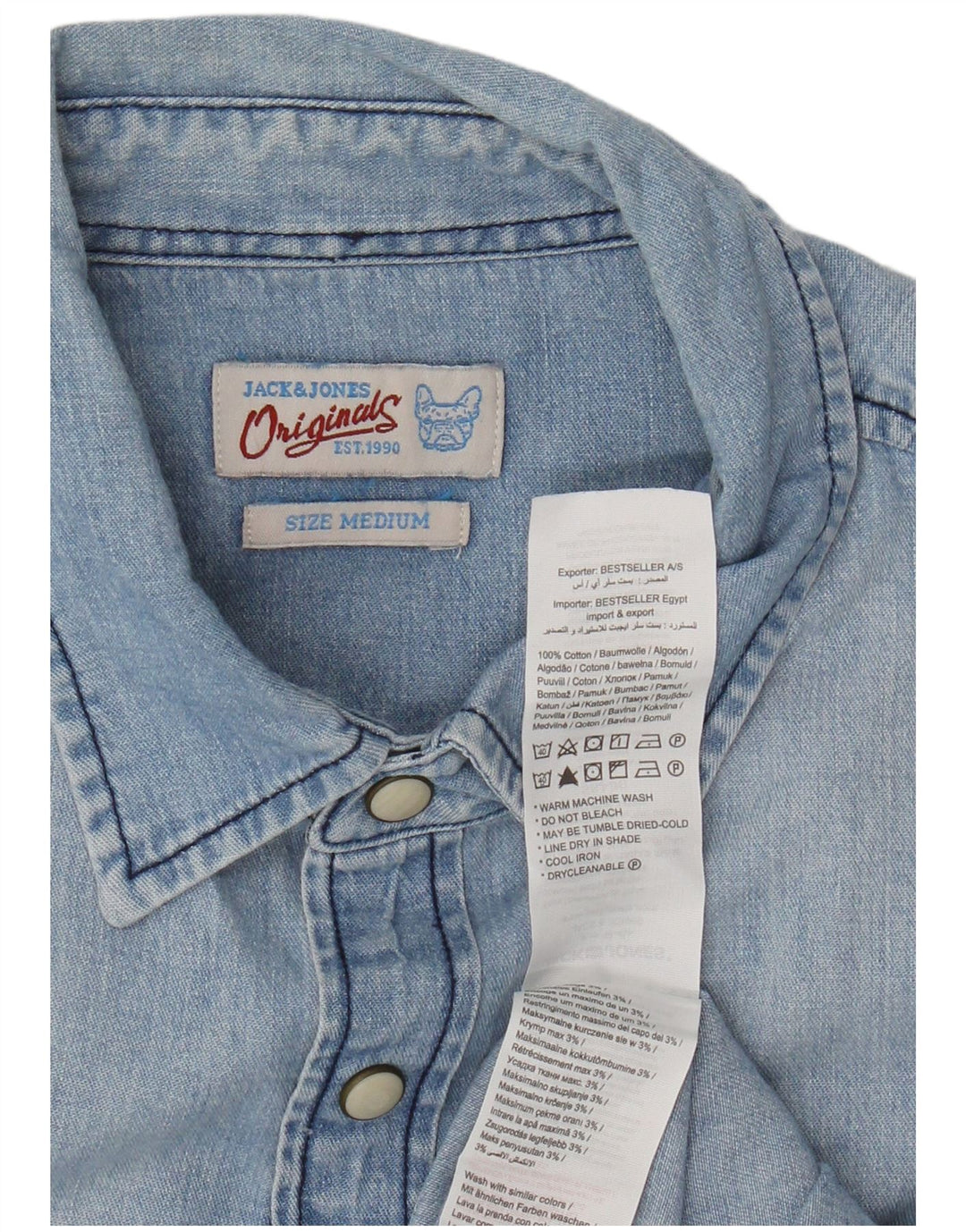 Jack & Jones Denimskjorte til mænd mellemblå bomuld