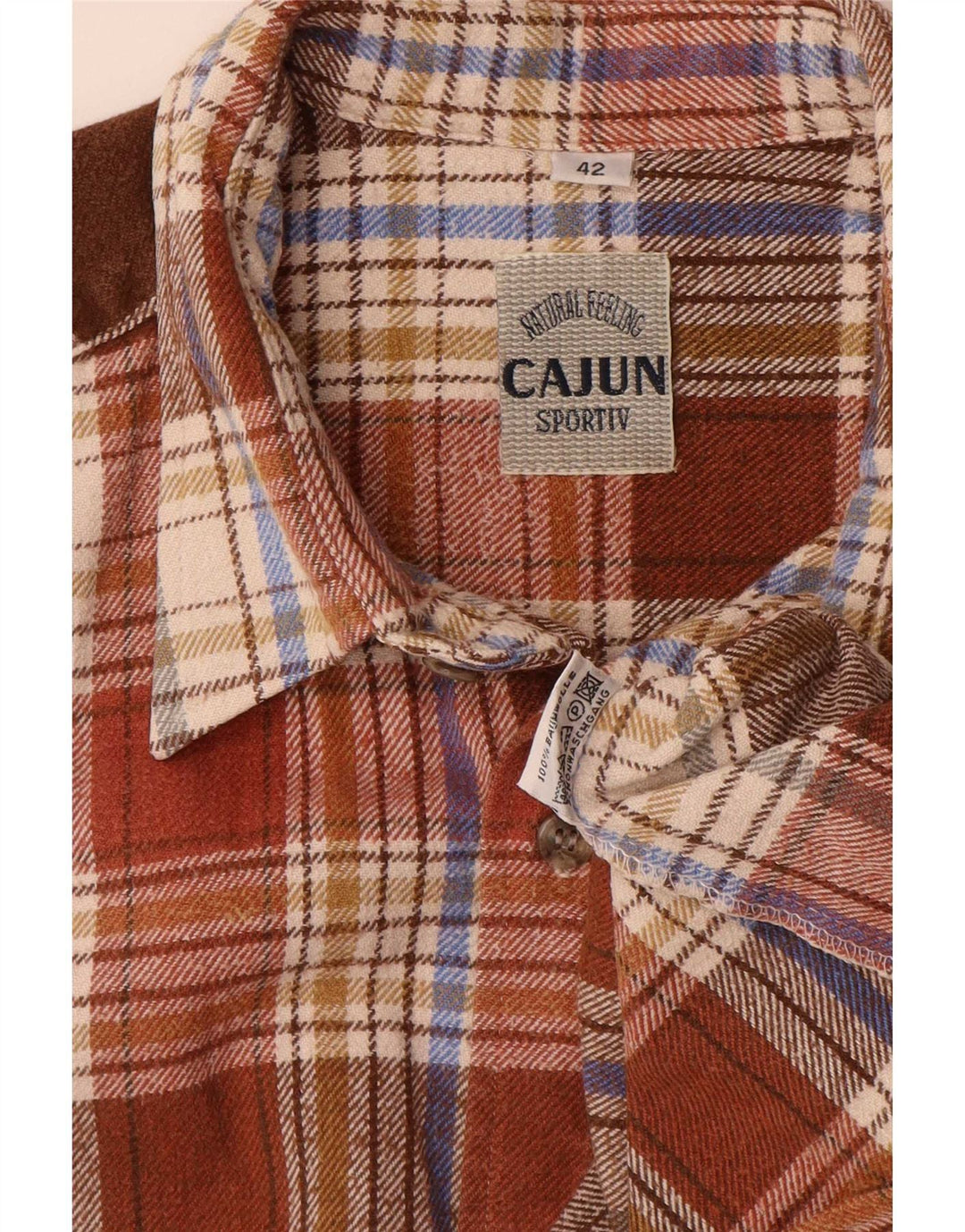 Cajun herre flannelskjorte str. 42 Large brun ternet bomuld
