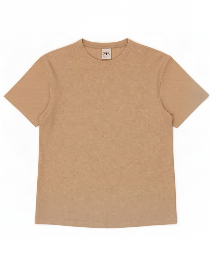 Zara Herre T-shirt Top Medium Beige Bomuld