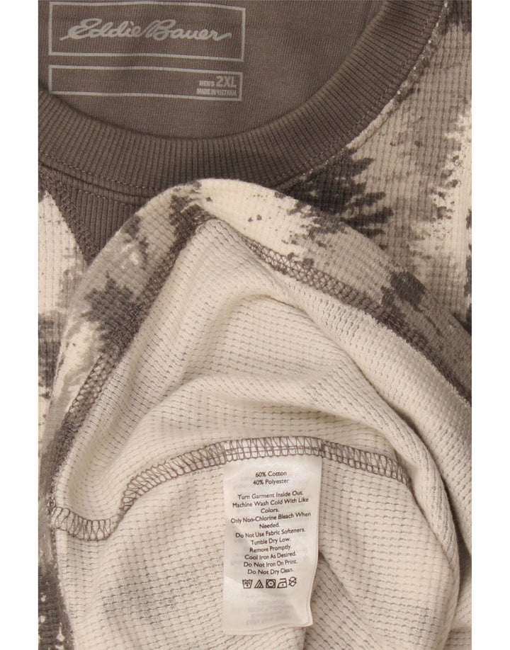 EDDIE BAUER Herre abstrakt mønster top langærmet 2XL grå bomuld