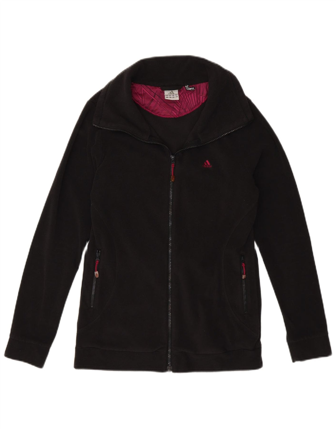 ADIDAS Womens Climawarm Fleece Jacket UK 16 Large Black Polyester