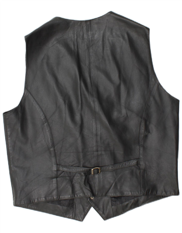 Vintage herre læder vest 2XL sort læder