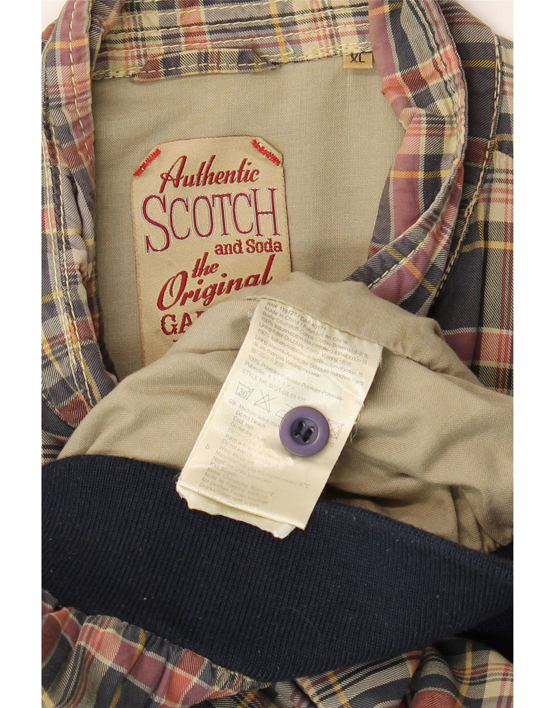 Scotch & Soda Bomber Jacket UK 42 XL Flerfarvet Plaid Bomuld