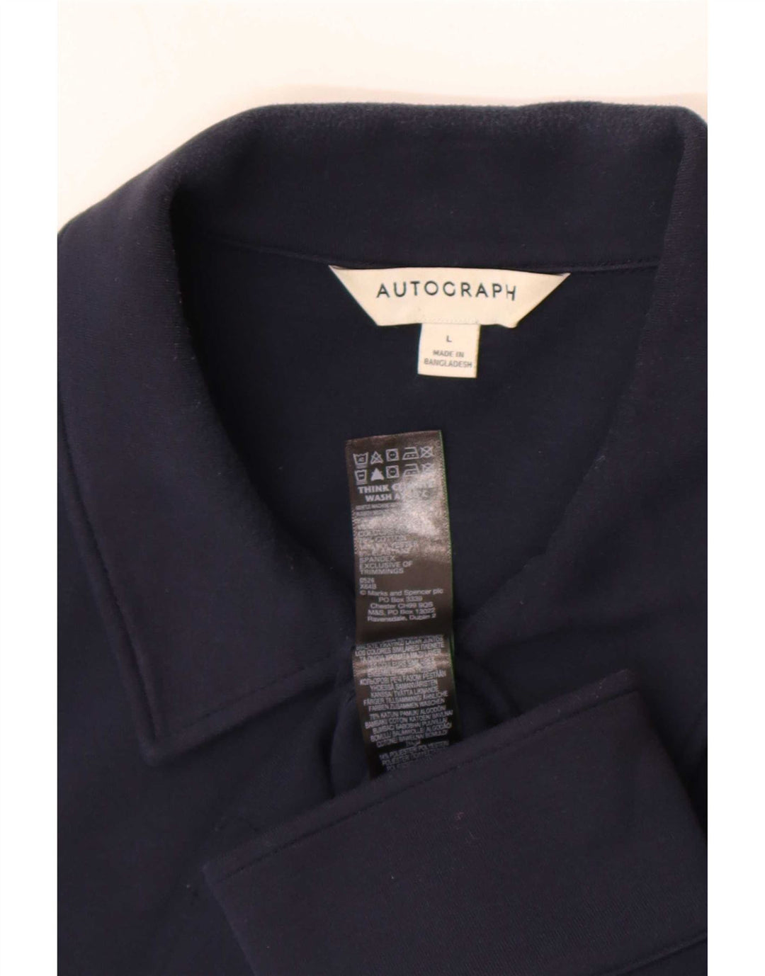Marks & Spencer Herre Autograph Bomber Jacket UK 40 Large Navy Blue Cotton