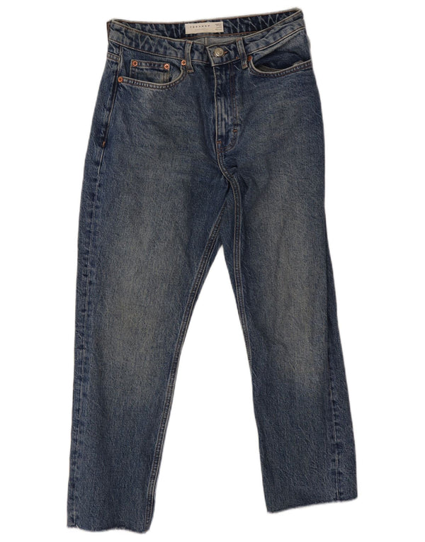 Topshop Dame Crop Straight Jeans UK 8 Small W26 L24 Blue Cotton