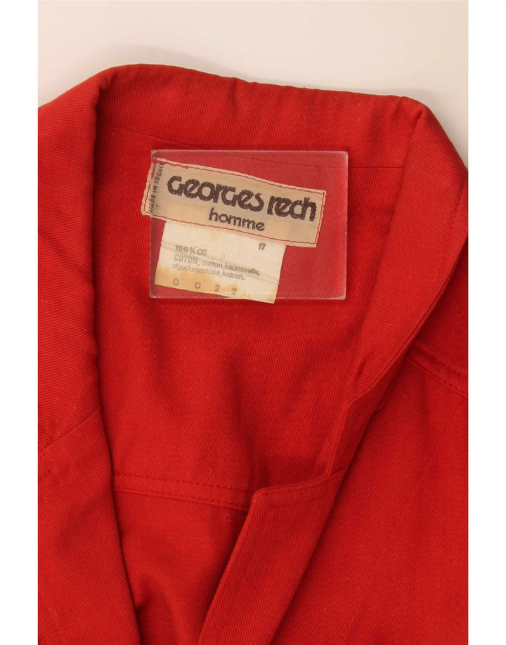 Georges Rech Herre Overshirt Skjorte Størrelse 17 XL Rød Bomuld