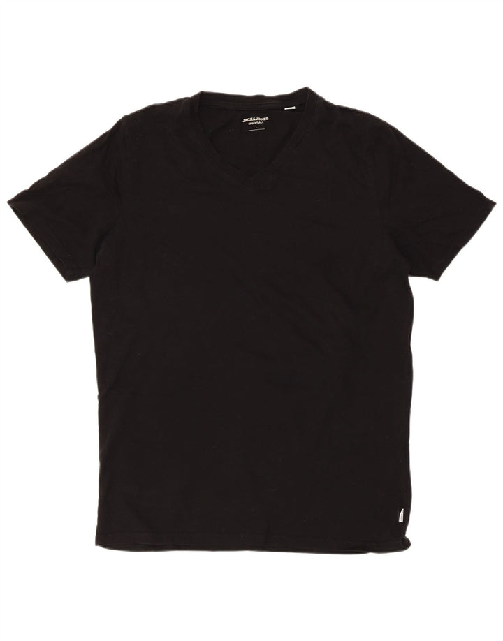 JACK & JONES Herre T-Shirt Top Stor Sort Bomuld