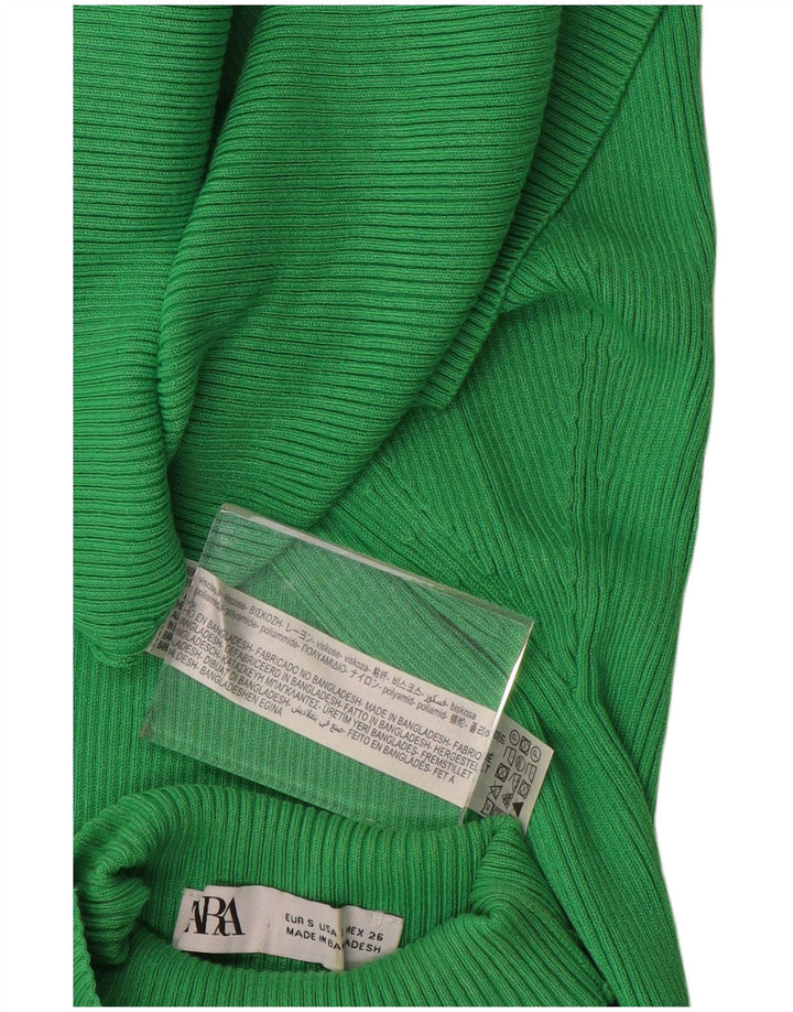 Zara Dame Jumper Dress UK 8 Small Green Viscose