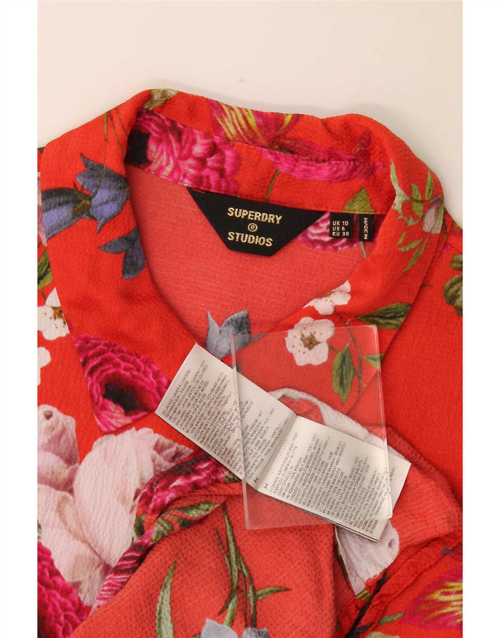 Superdry Womens Pullover Shirt Dress UK 10 Small Red Floral Viscose
