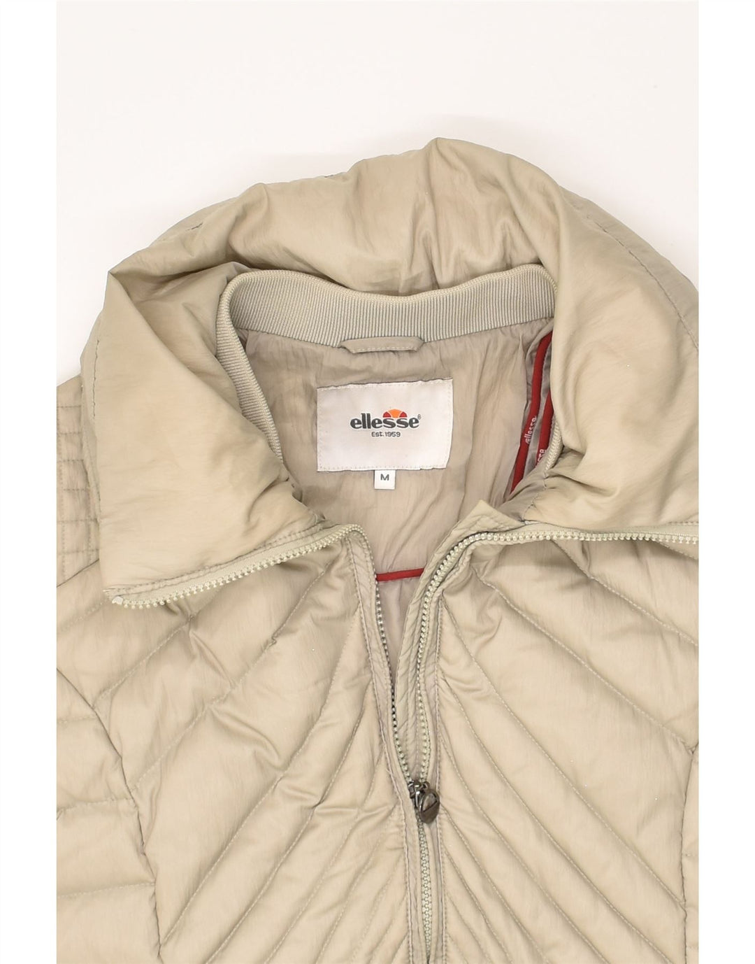 ELLESSE Womens Padded Jacket UK 14 Medium Beige Nylon | Vintage Ellesse | Thrift | Second-Hand Ellesse | Used Clothing | Messina Hembry 
