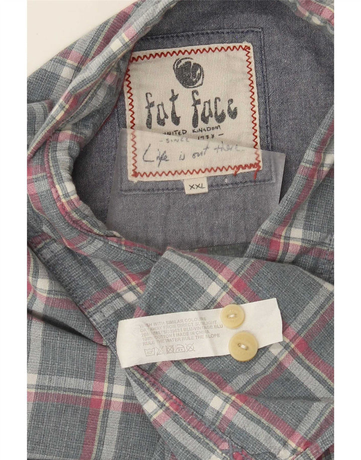 Fat Face Herre Regular Fit skjorte 2XL Grå Plaid Bomuld