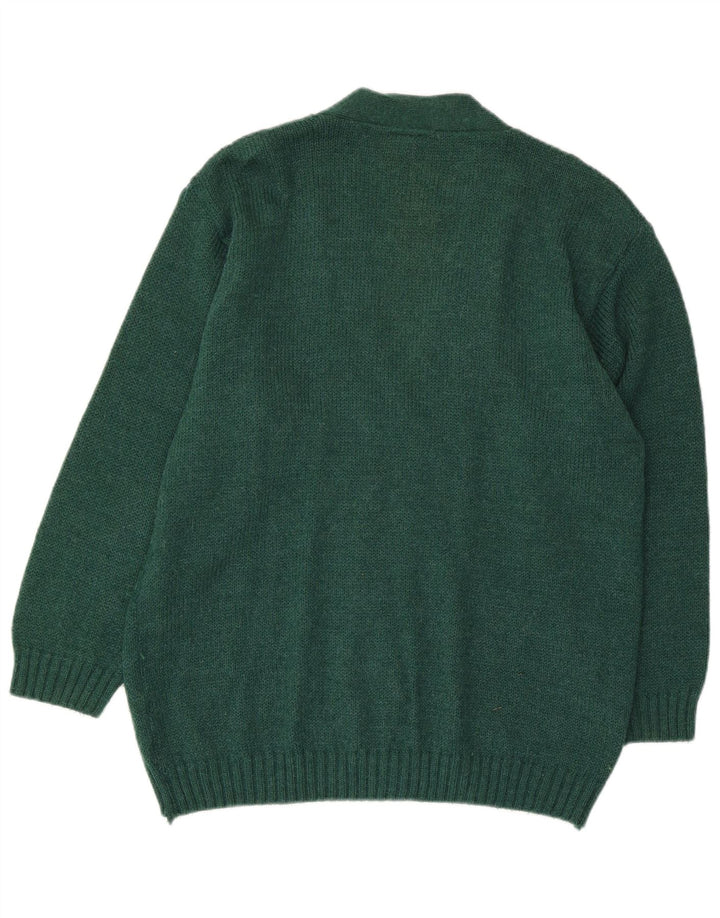 VINTAGE Womens Oversized Cardigan Sweater UK 10 Small Green Acryl