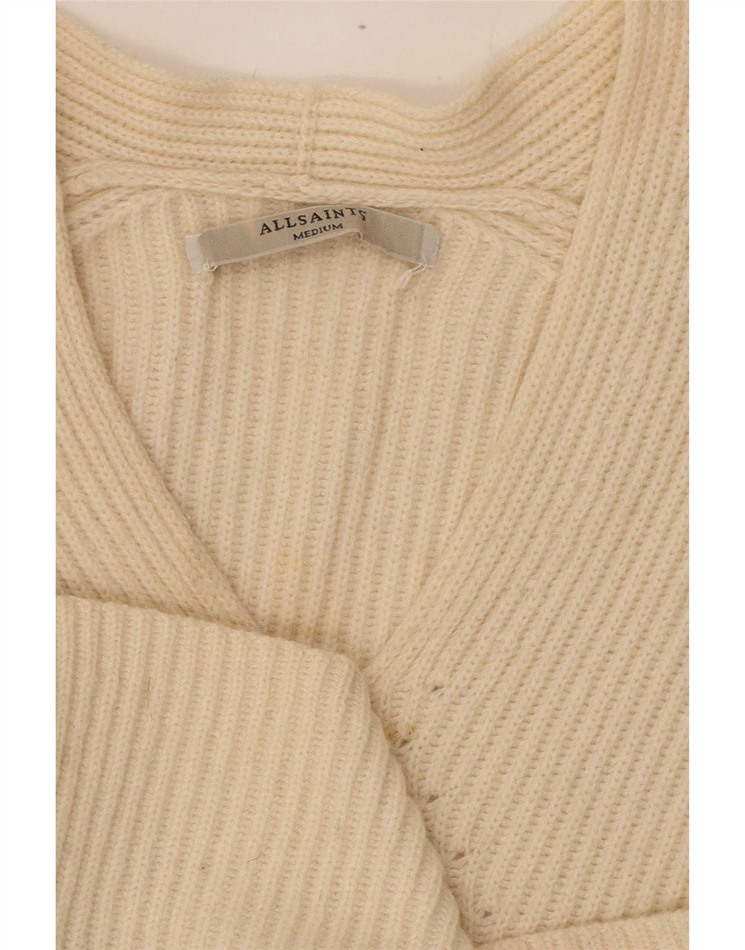 All Saints Dame Oversized V-hals sweater UK 14 Medium Off White