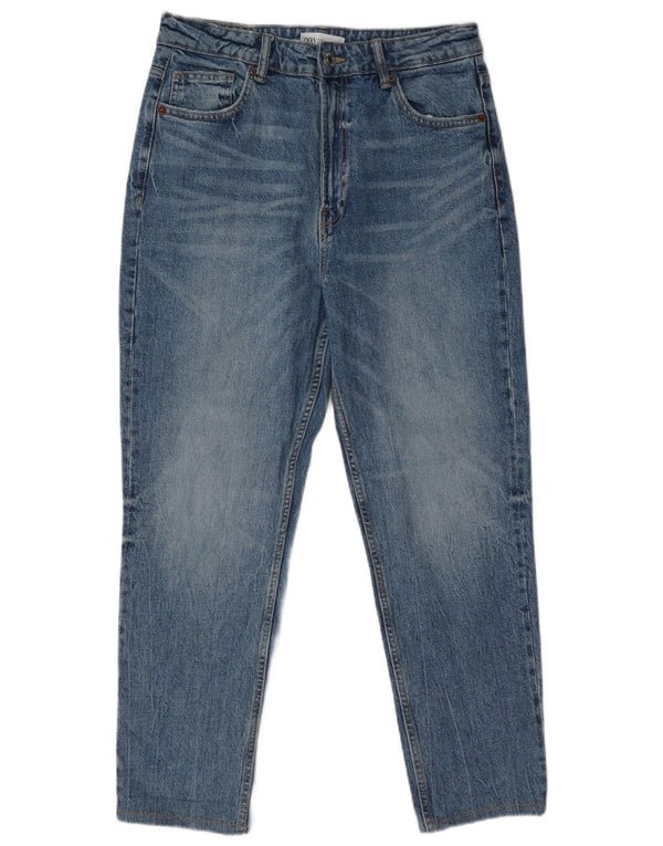 Zara Womens Crop Højtaljede koniske jeans EU 40 Medium W30 L26 Blue Cotton