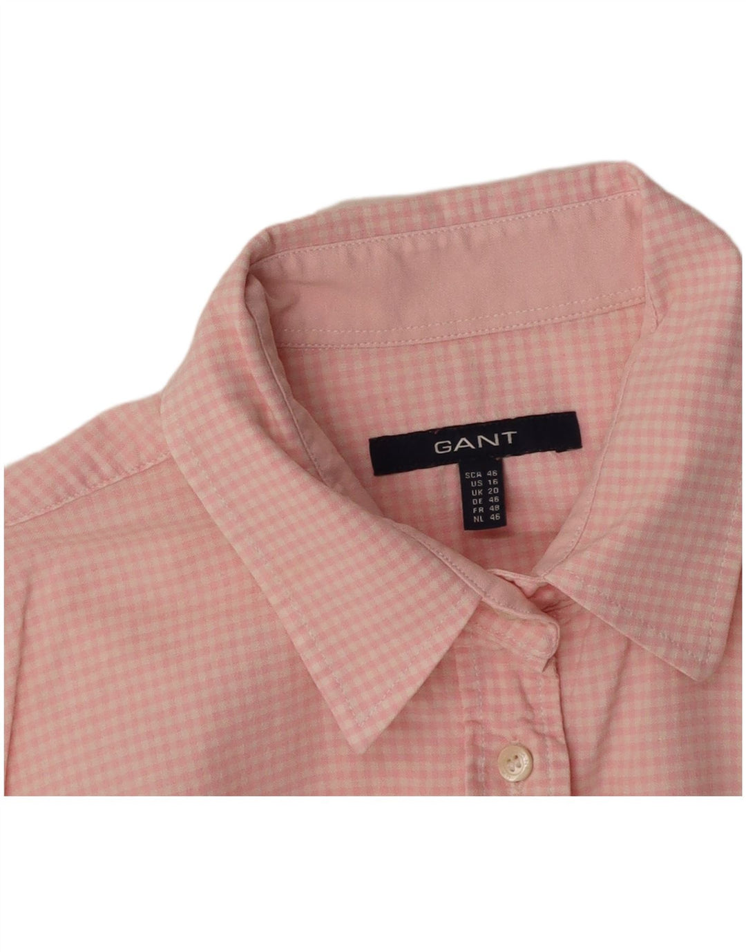 GANT kortærmet skjorte til kvinder UK 20 Large Pink Gingham