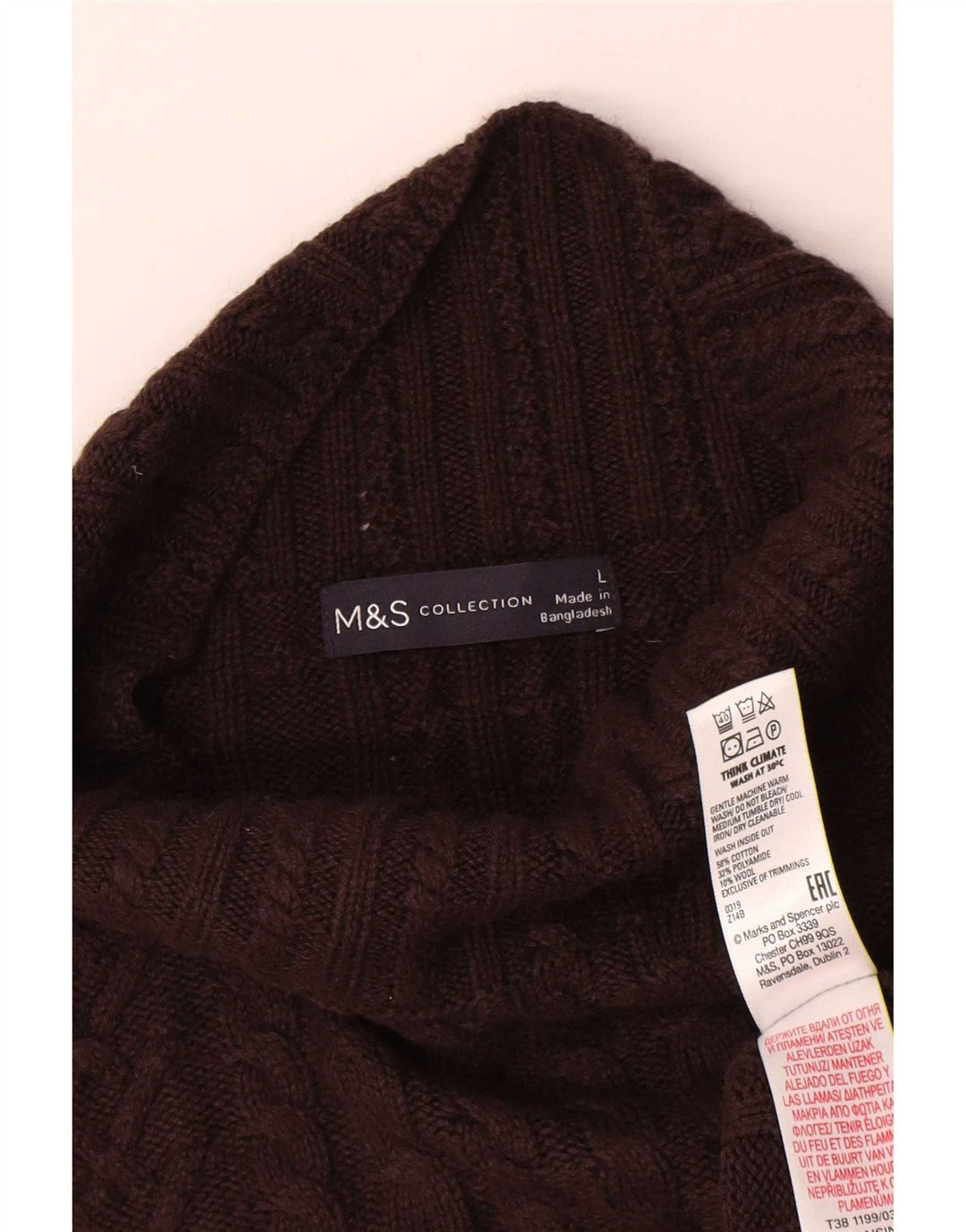 Marks & Spencer Dame Turtle Neck Jumper Sweater UK 16 Large Brown