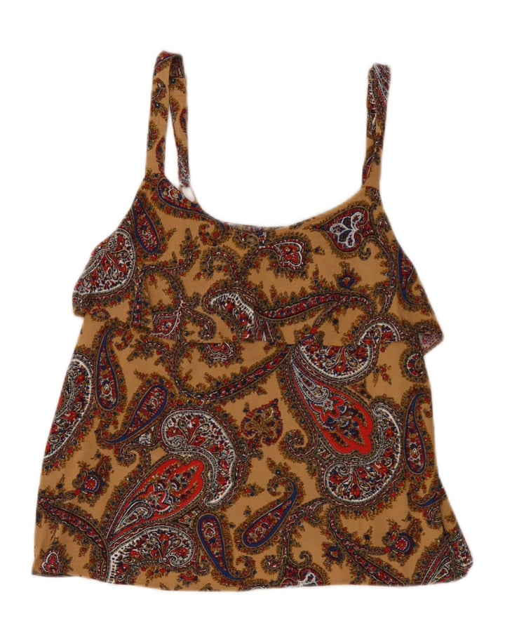 Fat Face Dame Crop Cami Top UK 12 Medium Brown Paisley Viscose