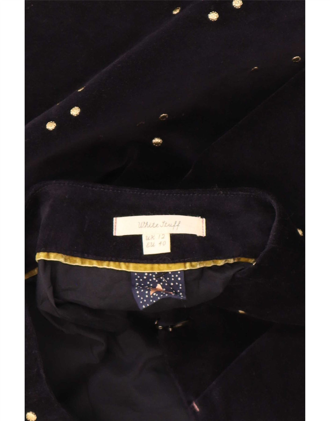 White Stuff Womens Velvet Mini Skirt UK 12 Medium W34 Navy Blue Spotted