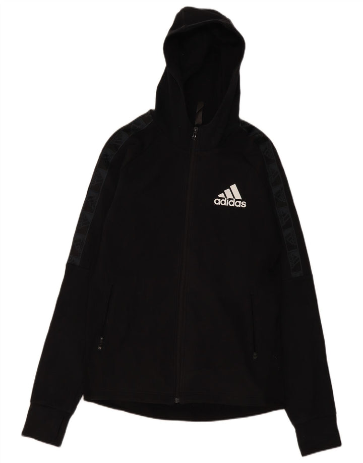 Adidas Herre grafisk hættetrøje med lynlås mellem sort bomuld