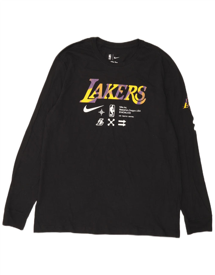 Nike Herre Lakers grafisk top langærmet XL sort bomuld