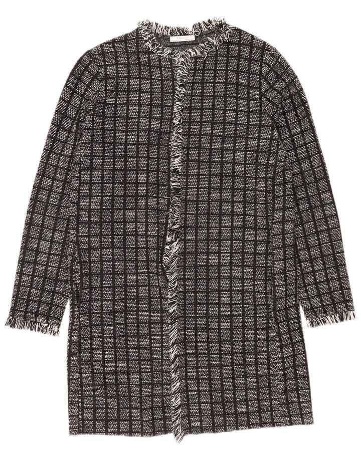 Zara Dame Oversized Overfrakke UK 10 Small Grey Check