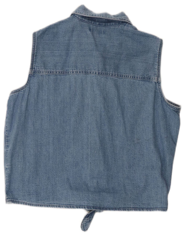 Levi's Womens Crop Sleeveless Denim Shirt UK 10 Small Blue Cotton