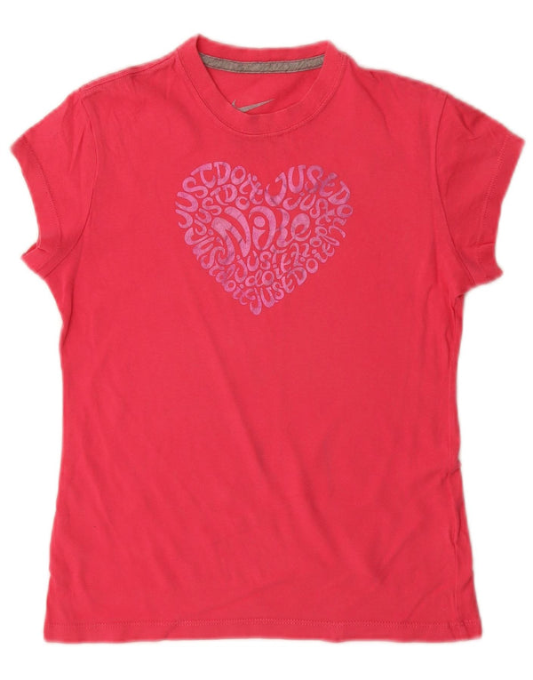 NIKE Girls Graphic T-Shirt Top 10-11 Years Medium Pink