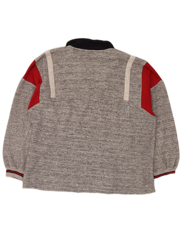 VINTAGE Herre grafisk V-hals sweater IT 50 Medium Grey Colourblock