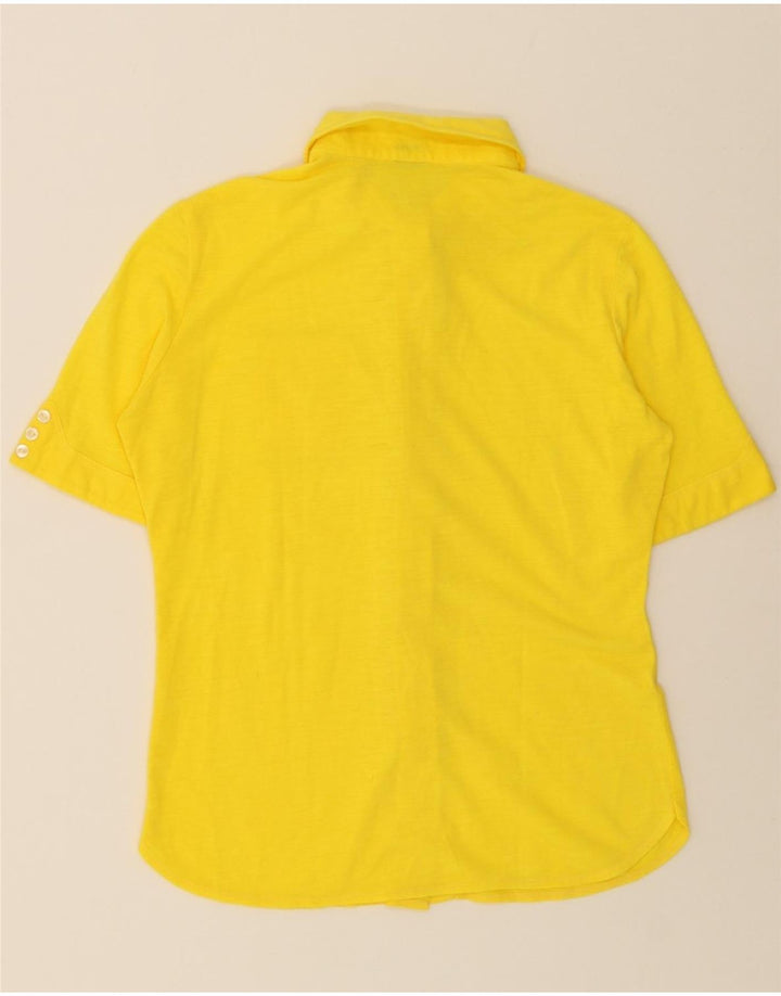 VINTAGE Womens Short Sleeve Shirt Blouse UK 14 Large Yellow Polyester Vintage Vintage and Second-Hand Vintage from Messina Hembry 