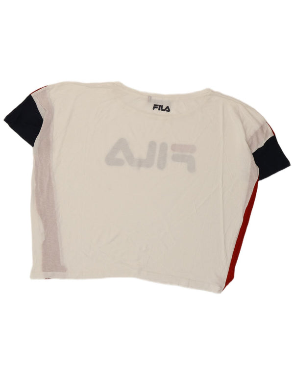 Fila Womens Oversized Graphic T-Shirt Top UK 16 Large White Colourblock
