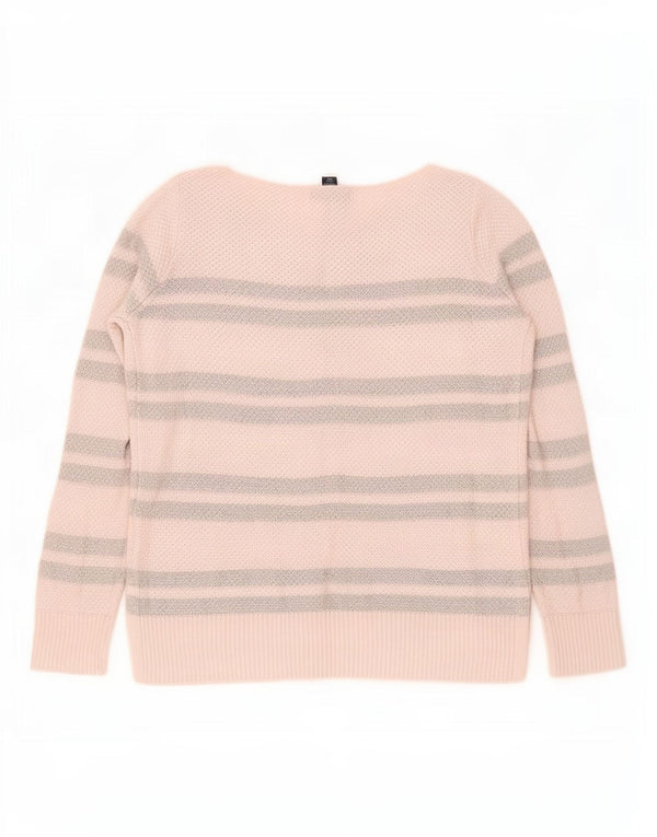 Gap Womens Boat Neck Jumper Sweater UK 14 Medium Pink Stribet Bomuld