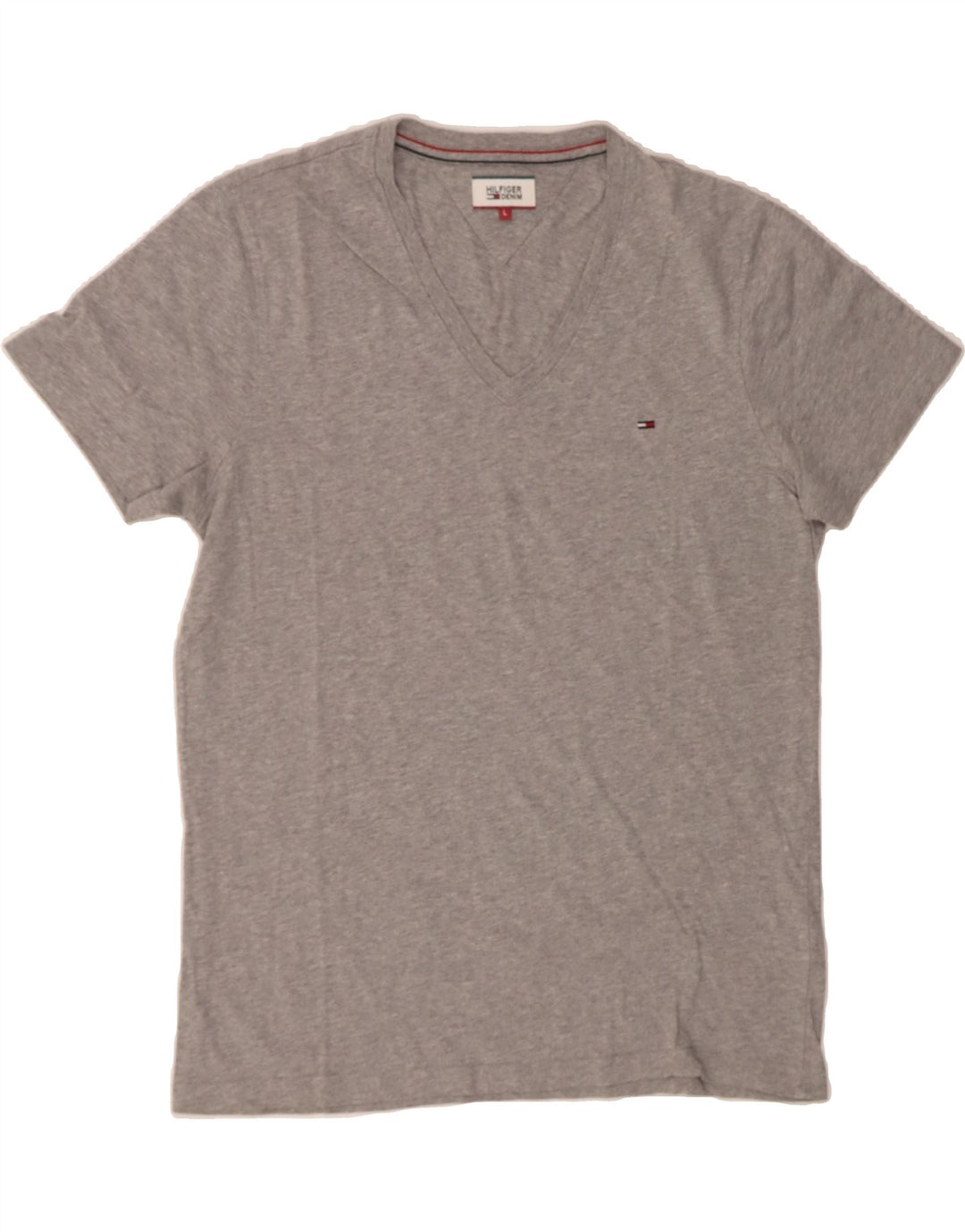 TOMMY HILFIGER Mens T-Shirt Top Large Grey Cotton Vintage Tommy Hilfiger and Second-Hand Tommy Hilfiger from Messina Hembry 