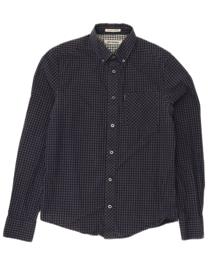 BEN SHERMAN Herreskjorte XS Marineblå Gingham Bomuld
