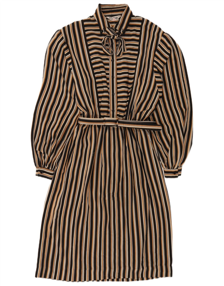 Vintage Dame Front Tie Basic Dress UK 12 Medium Multicolored Striped