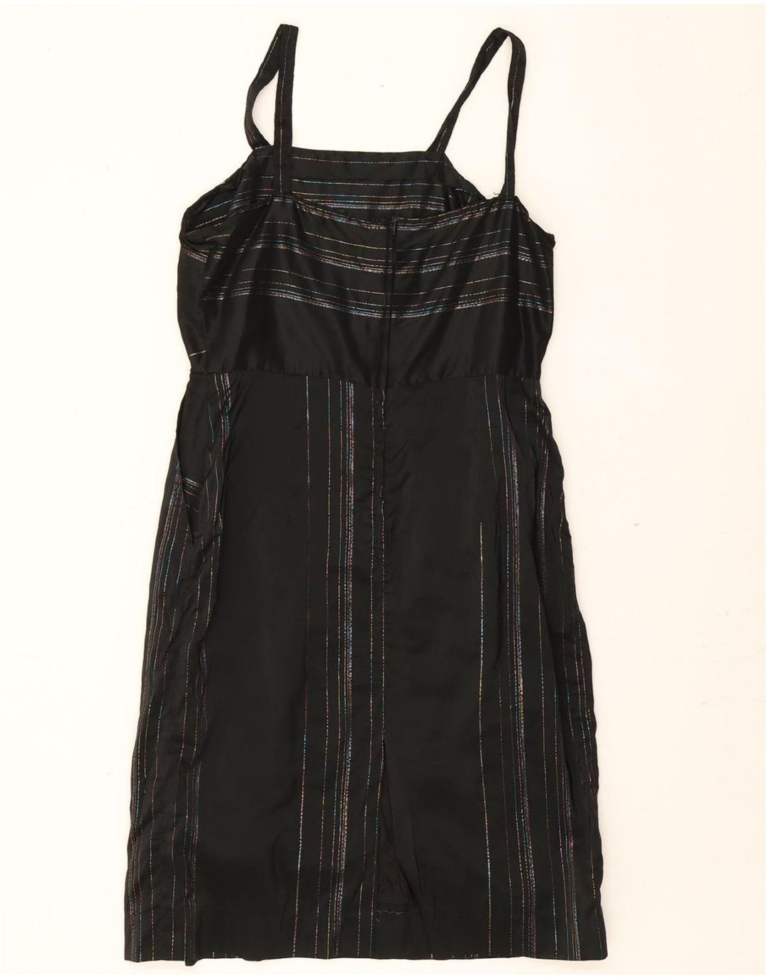VINTAGE Womens Slip Dress UK 12 Medium Black Striped Vintage Vintage and Second-Hand Vintage from Messina Hembry 
