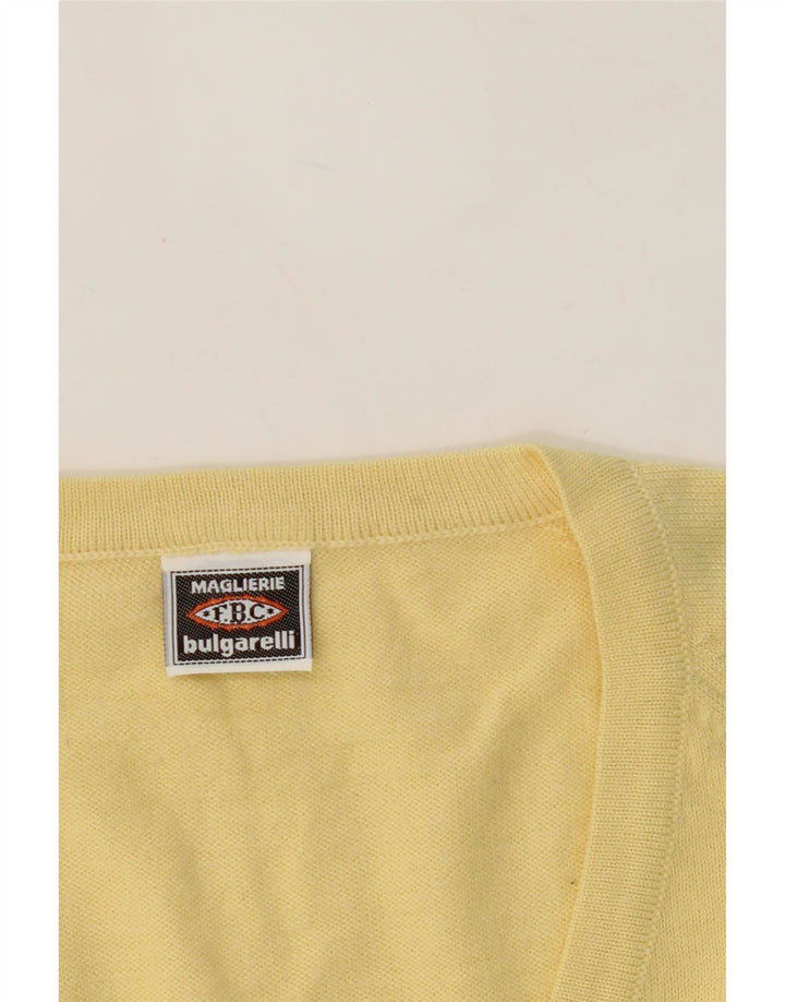 MAGLIERIE Mens V-Neck Jumper Sweater Large Yellow Wool Vintage Maglierie and Second-Hand Maglierie from Messina Hembry 