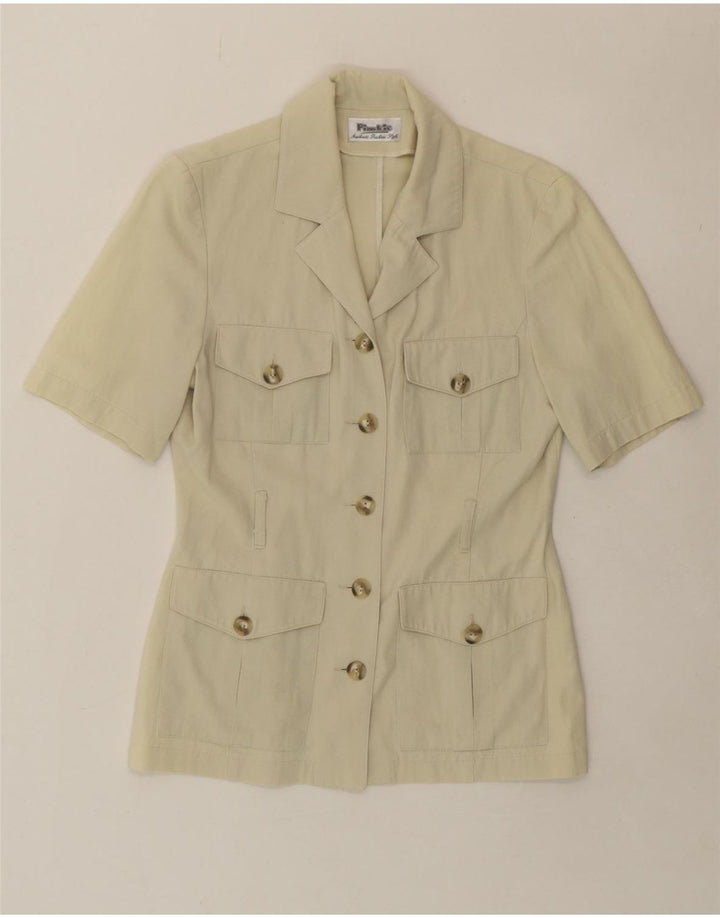 PIMKIE Womens Short Sleeve 5 Button Blazer Jacket IT 44 Medium Beige Vintage Pimkie and Second-Hand Pimkie from Messina Hembry 