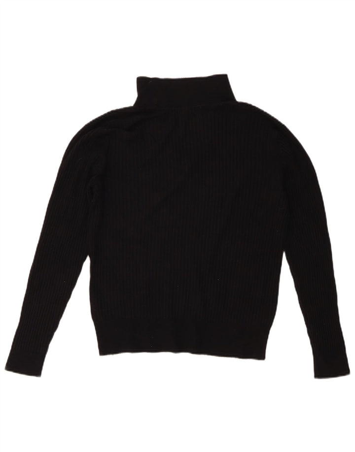 Marks & Spencer Dame Crop Polo Neck Jumper Sweater UK 12 Medium Black