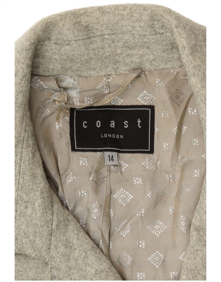 Coast Dame Dobbeltradet Frakke UK 14 Large Grey Virgin Wool