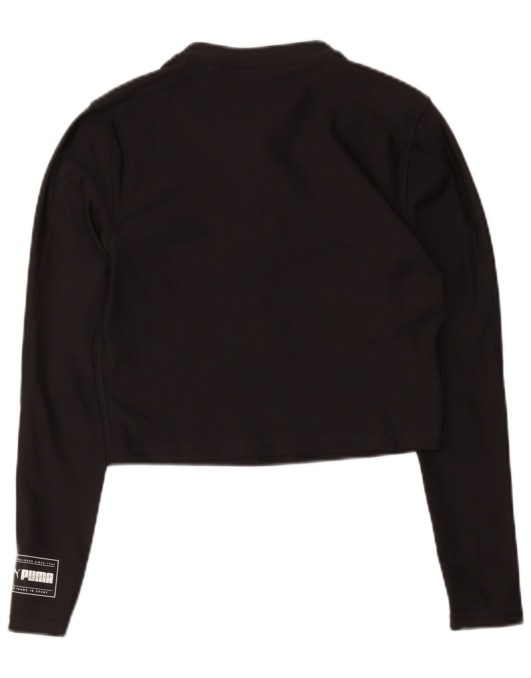 Puma Womens Crop Zip Neck Pullover Træningsdragt Top UK 12 Medium Black